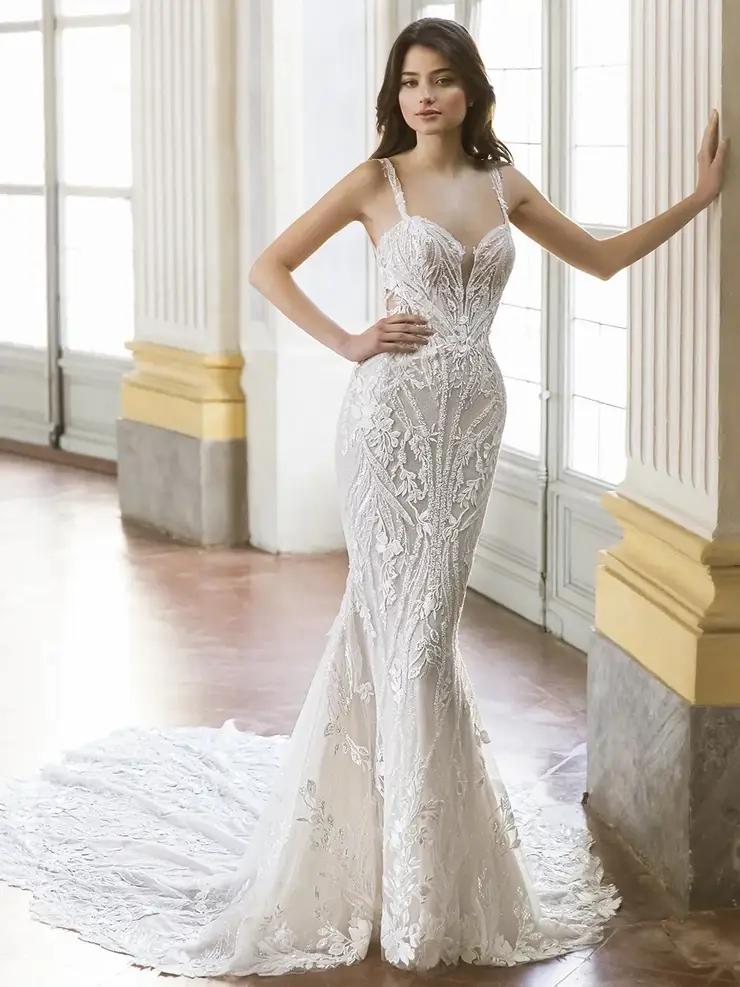 Model wearing a wedding gown