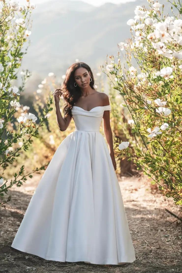 Model wearing wedding dress