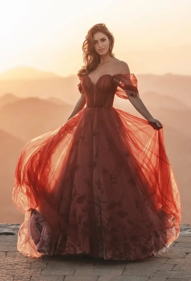 Model wearing bridal dress