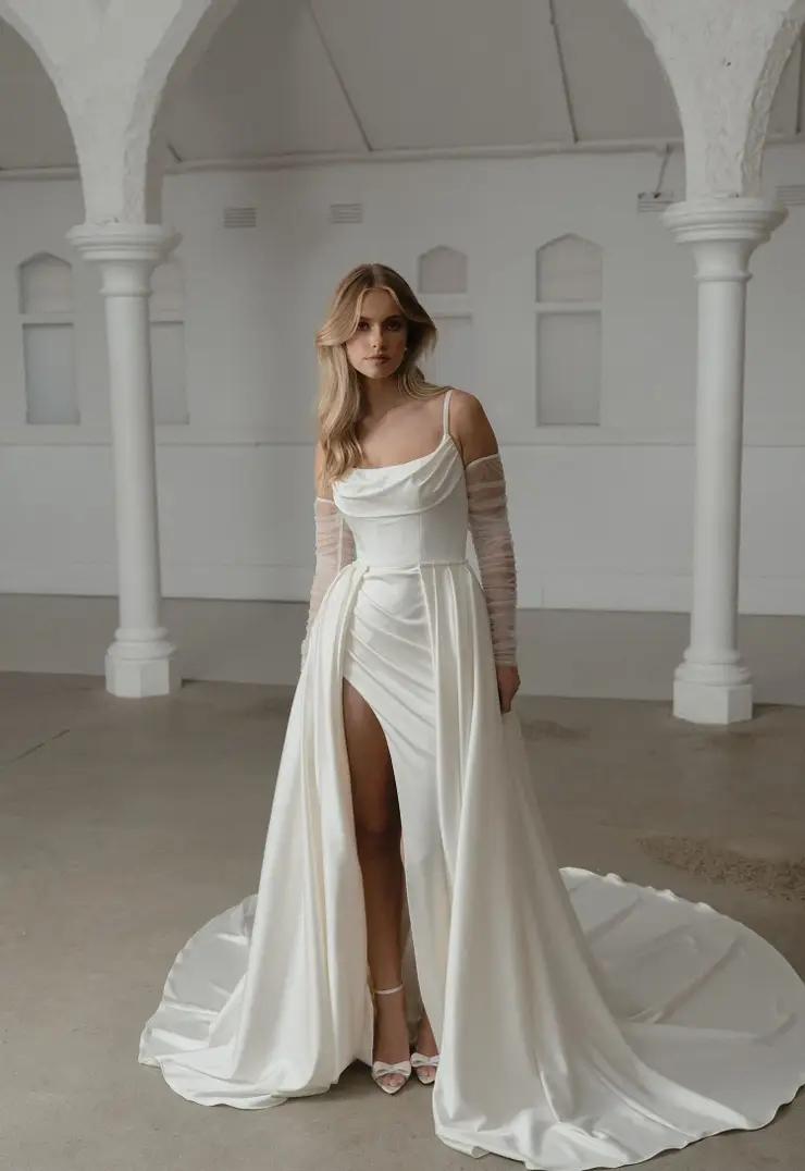 Model wearing a wedding dress