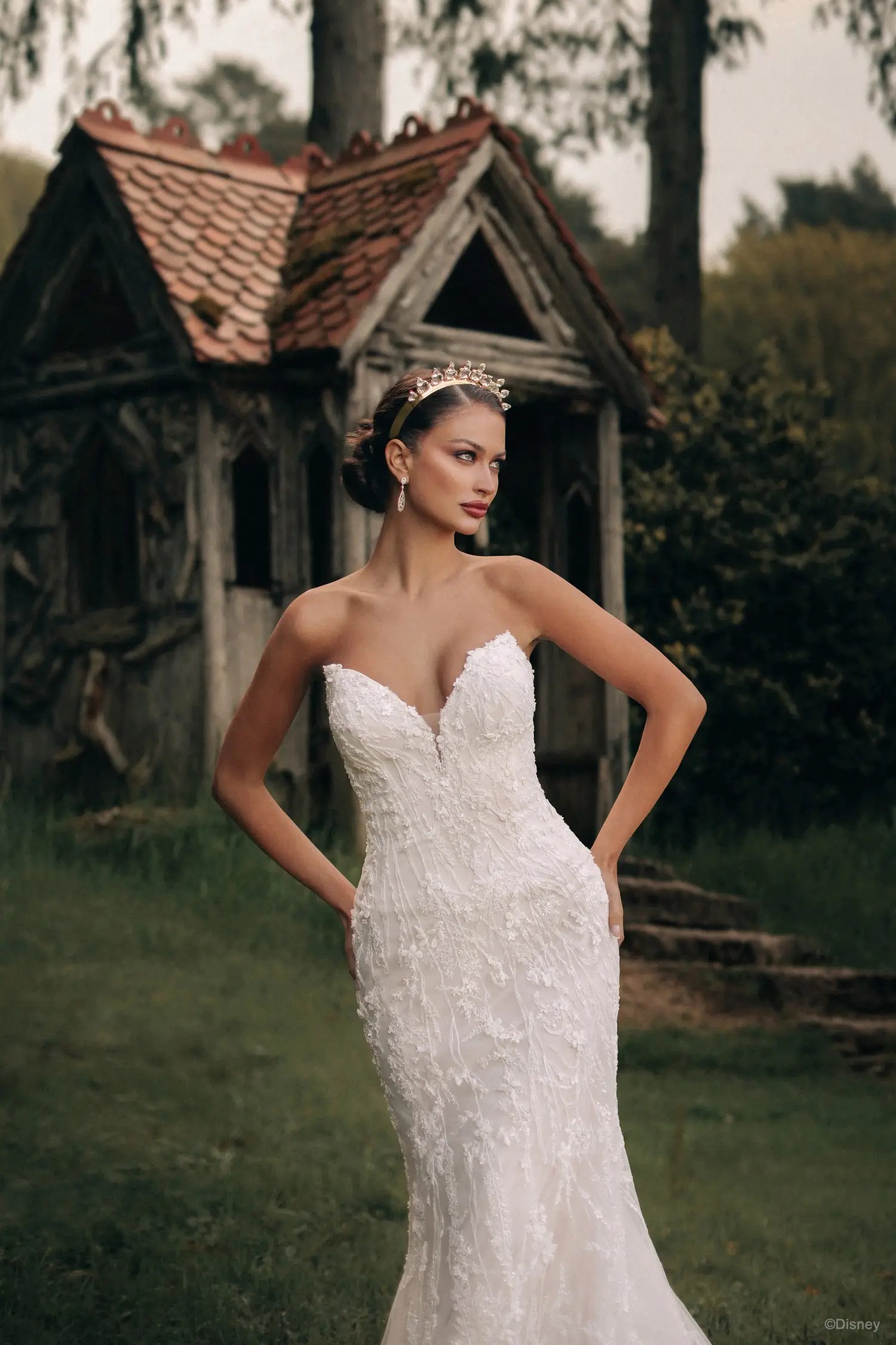 Model wearing black wedding dress