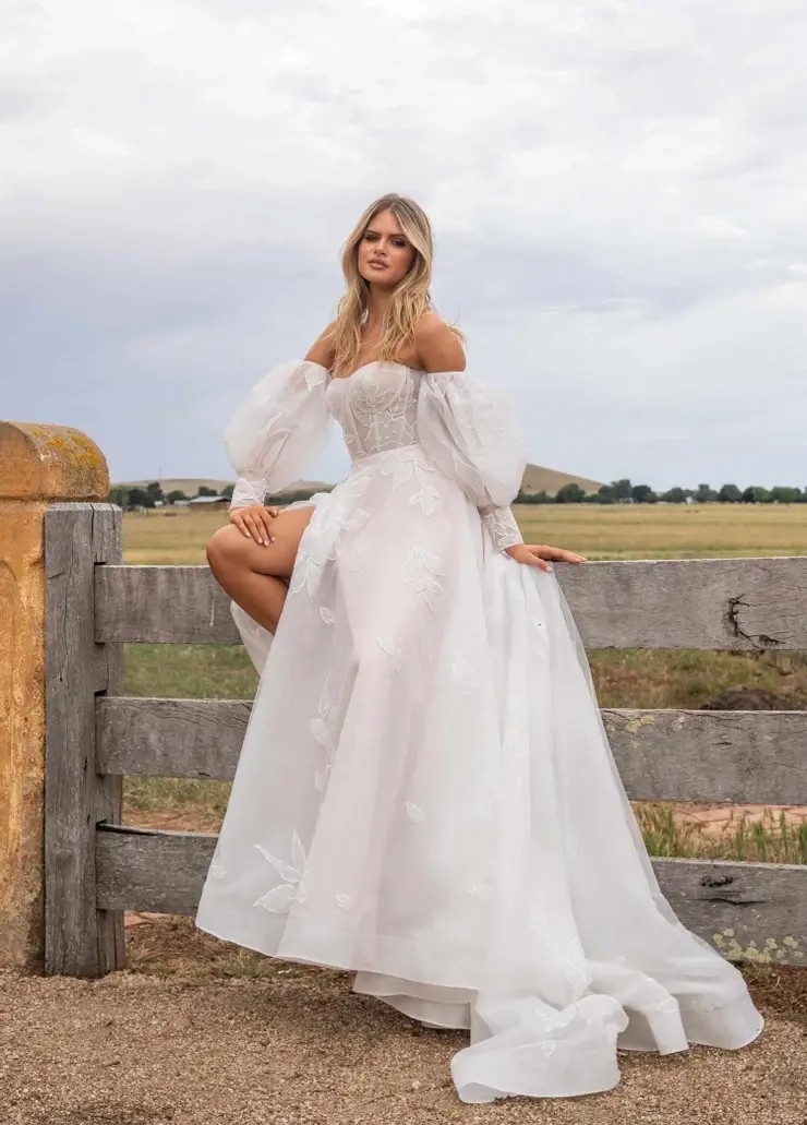 Model wearing a wedding dress