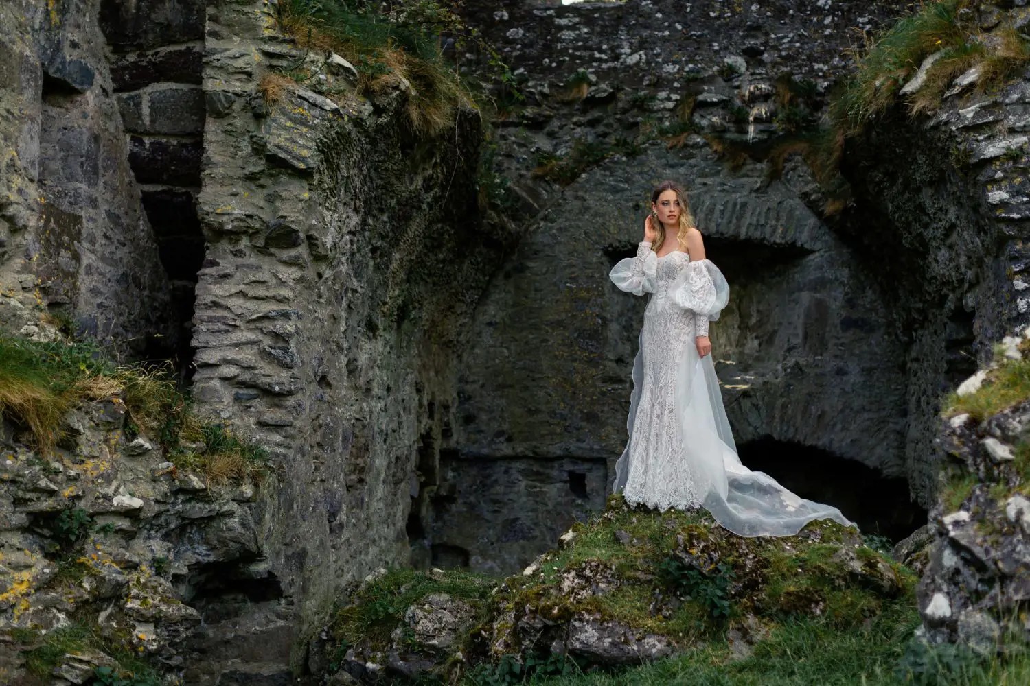 Model wearing a bridal dress