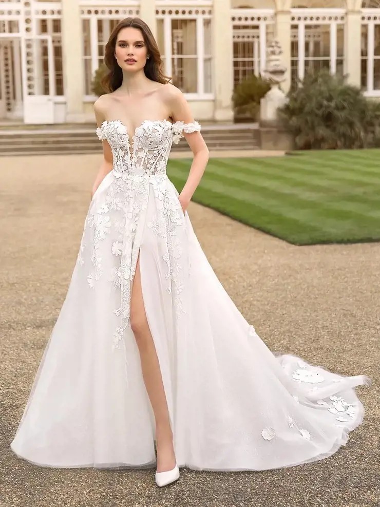 Model wearing a bridal dress