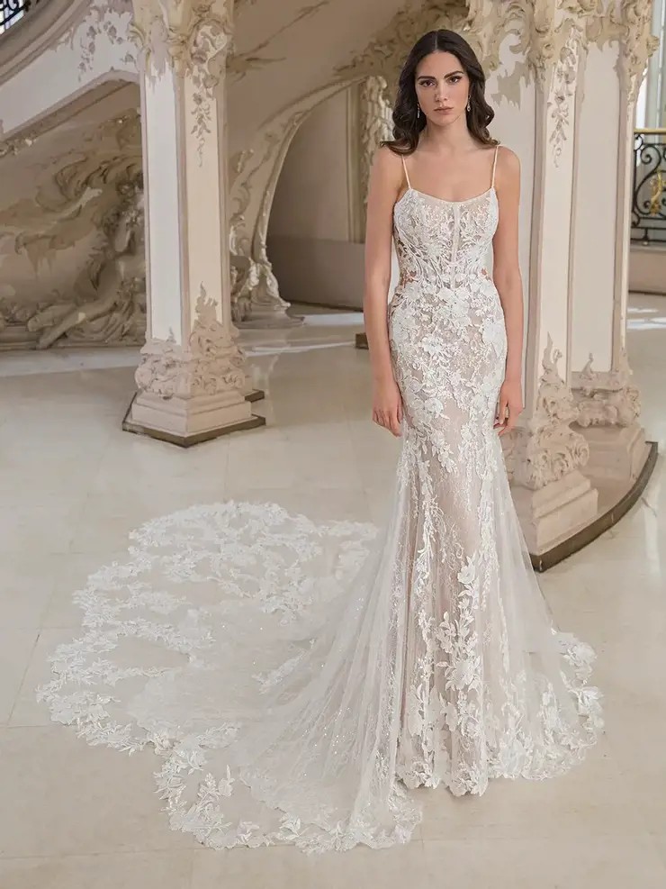 Model wearing a bridal gown on the hall