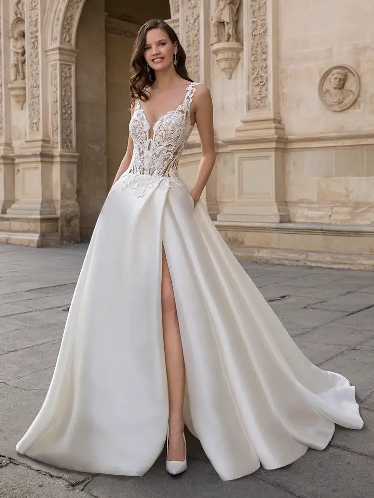 Model wearing a bridal dress