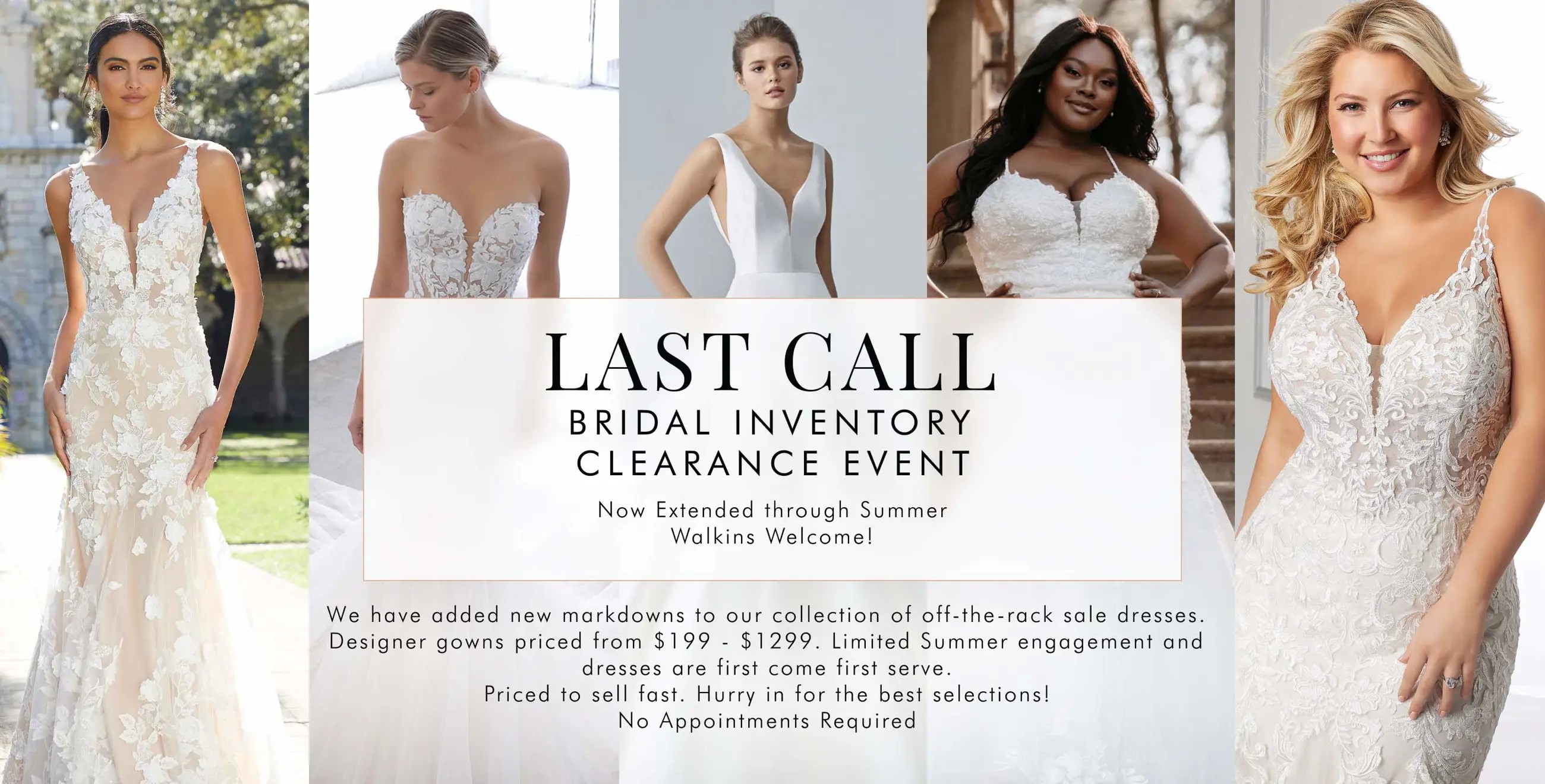 Sample sale at Trudys Brides. Models wearing wedding dresses.
