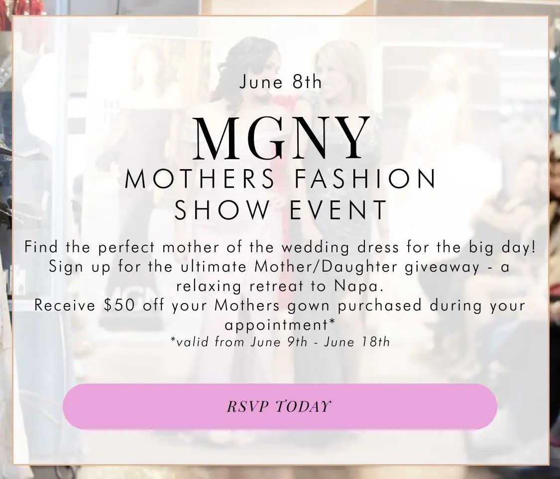 MGNY Mother's Fashion Show Event at TRUDYS Brides. Models wearing mother of the wedding dresses.