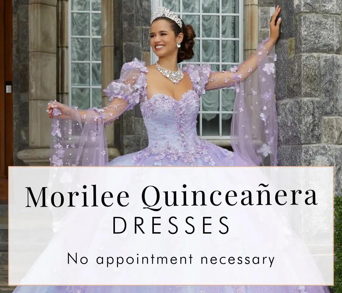 Morilee Quinceañera Dresses at Trudys Brides. Models wearing quinceañera dresses. Desktop image.