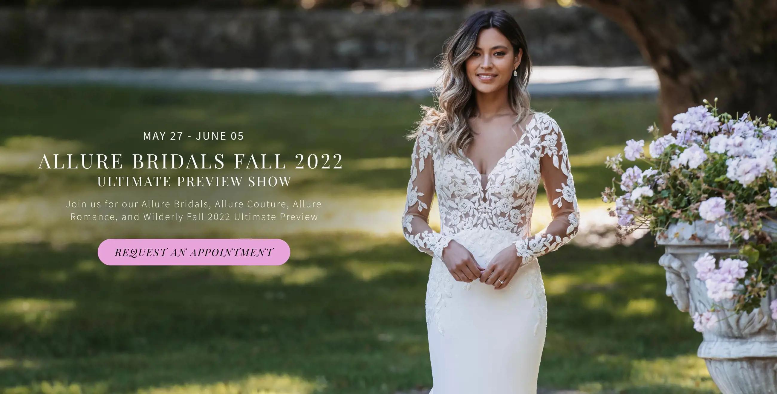 Allure Bridals Fall 2022 Ultimate Preview Show. Trudys Brides. Desktop image.