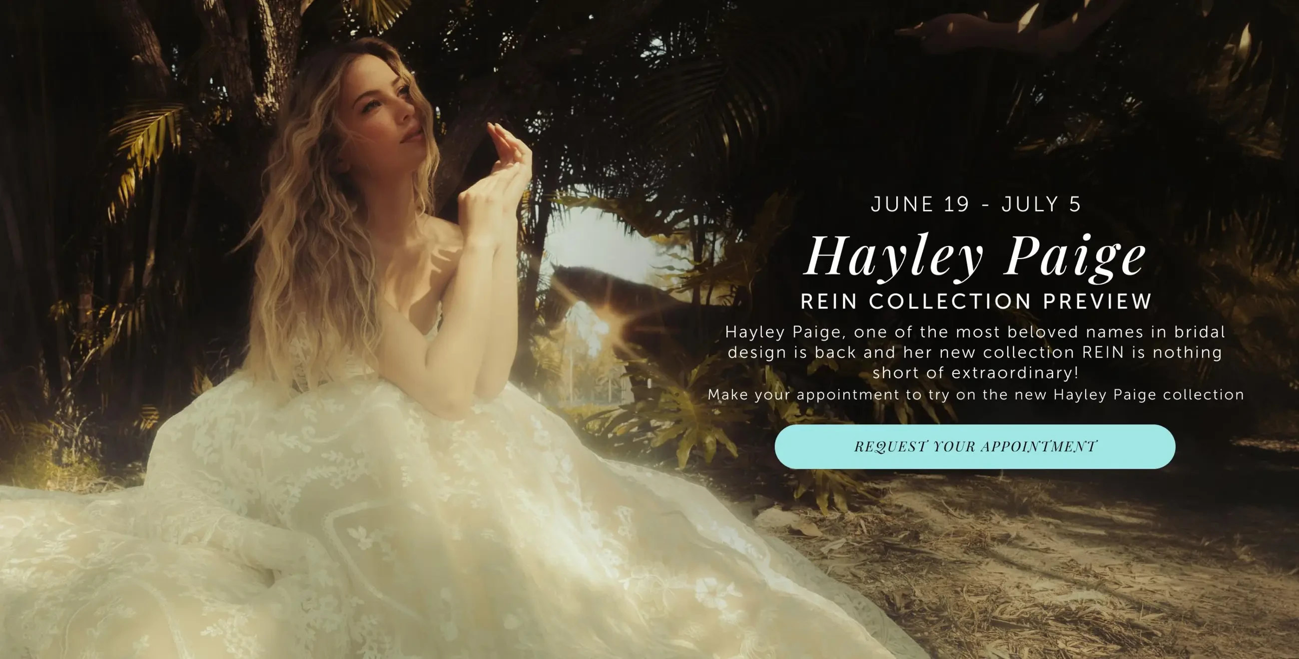 Hayley Paige REIN collection preview at Trudys Brides - desktop banner