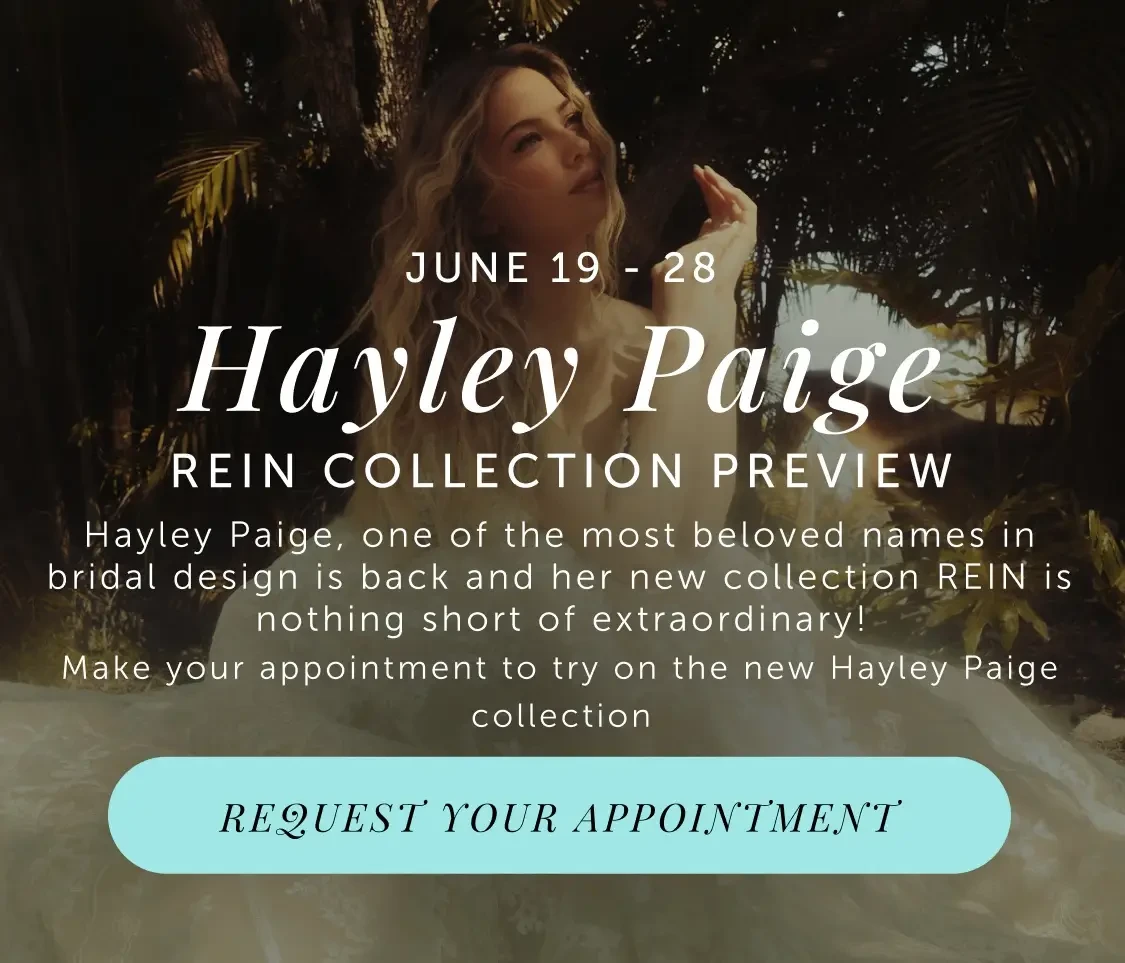 Hayley Paige REIN collection preview at Trudys Brides - mobile banner