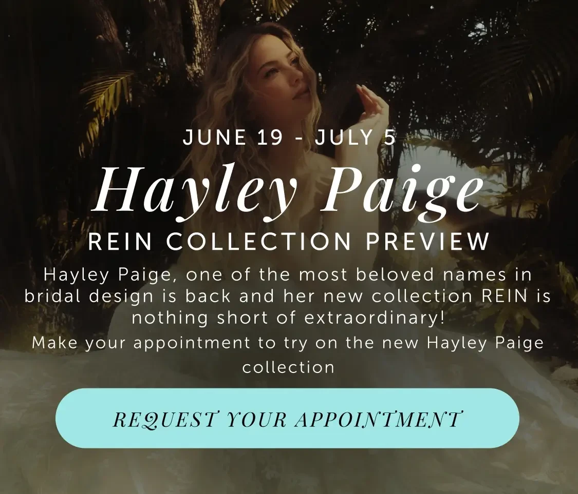 Hayley Paige REIN collection preview at Trudys Brides - mobile banner