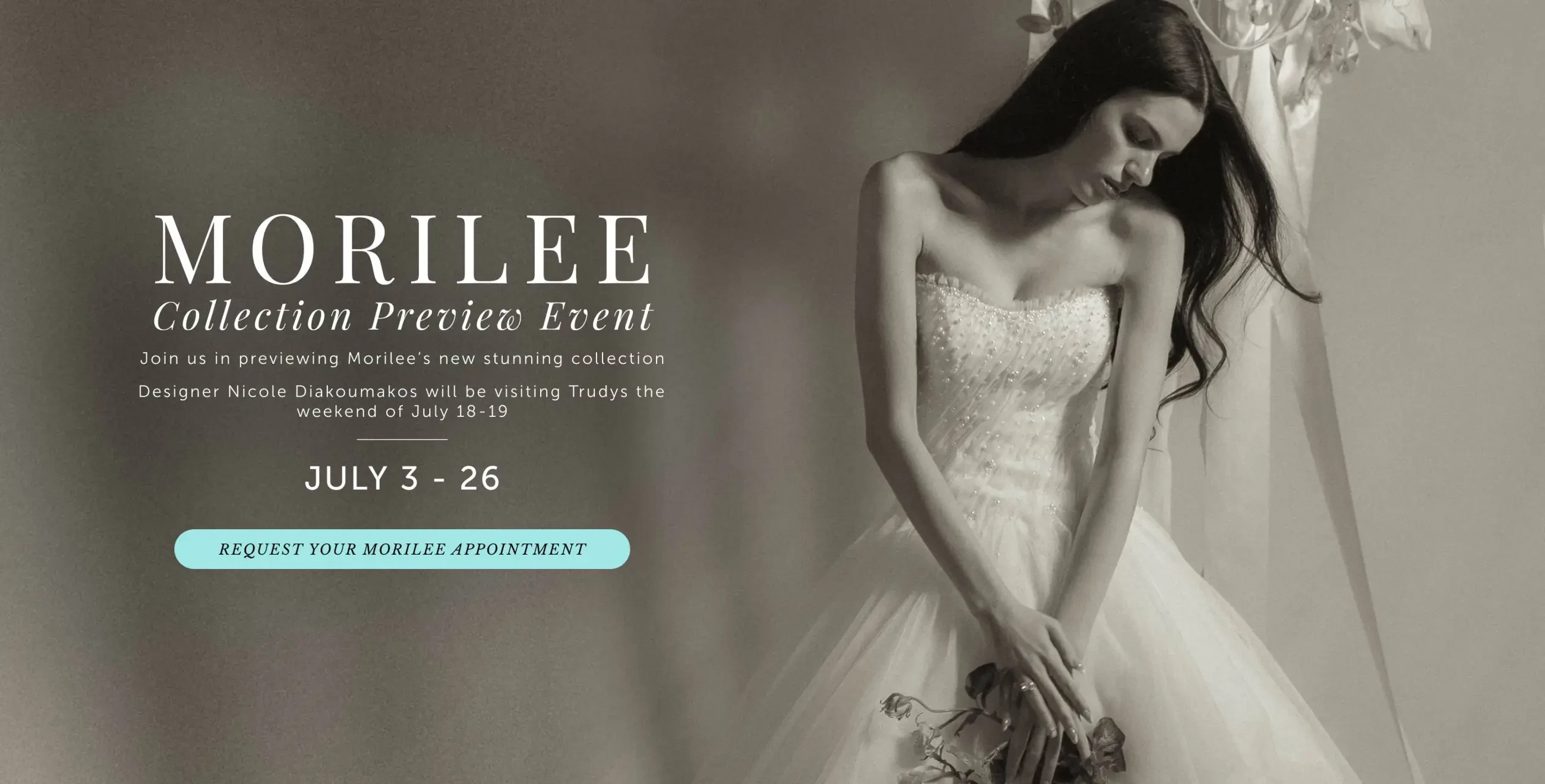 Morilee event at Trudys Brides banner