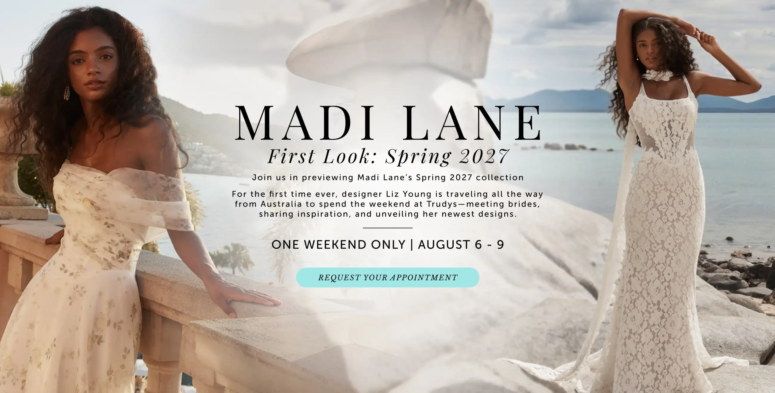 Madi Lane collection preview at Trudys Brides - desktop banner